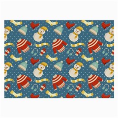 Winter Blue Christmas Snowman Pattern Large Glasses Cloth (2 Sides) by Grandong