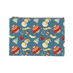 Winter Blue Christmas Snowman Pattern Cosmetic Bag (large) by Grandong