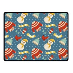 Winter Blue Christmas Snowman Pattern Fleece Blanket (small) by Grandong