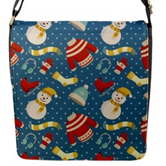 Winter Blue Christmas Snowman Pattern Flap Closure Messenger Bag (s) by Grandong