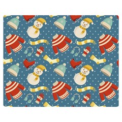 Winter Blue Christmas Snowman Pattern Two Sides Premium Plush Fleece Blanket (medium) by Grandong