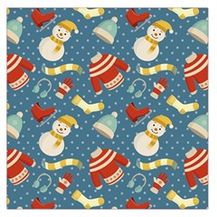 Winter Blue Christmas Snowman Pattern Square Satin Scarf (36  X 36 ) by Grandong