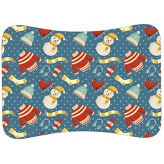 Winter Blue Christmas Snowman Pattern Velour Seat Head Rest Cushion by Grandong