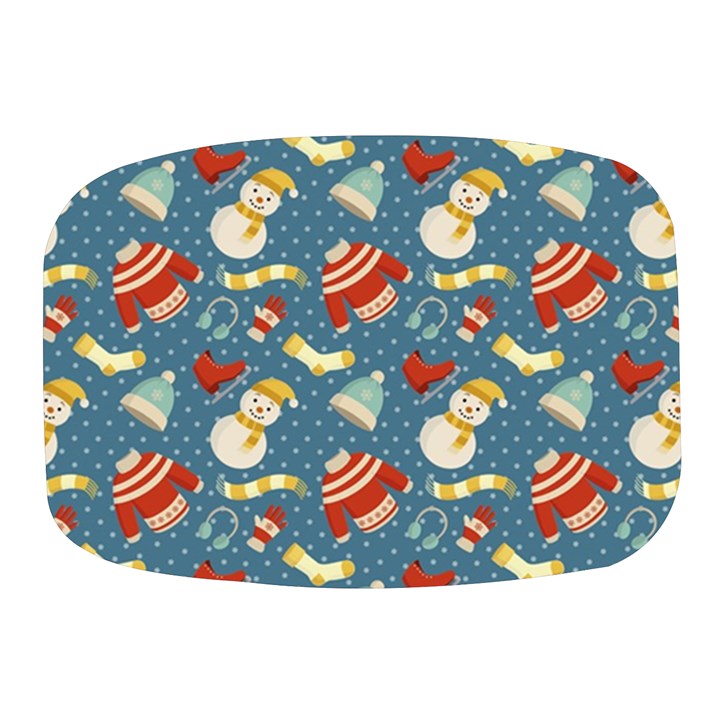 Winter Blue Christmas Snowman Pattern Mini Square Pill Box