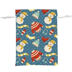 Winter Blue Christmas Snowman Pattern Lightweight Drawstring Pouch (xl) by Grandong