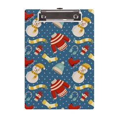 Winter Blue Christmas Snowman Pattern A5 Acrylic Clipboard by Grandong