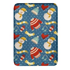 Winter Blue Christmas Snowman Pattern Rectangular Glass Fridge Magnet (4 Pack) by Grandong