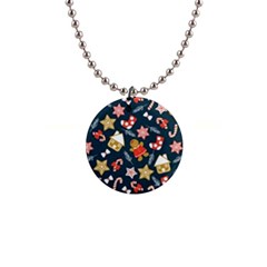 New Year Christmas Winter Pattern 1  Button Necklace by Grandong