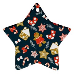 New Year Christmas Winter Pattern Star Ornament (two Sides) by Grandong