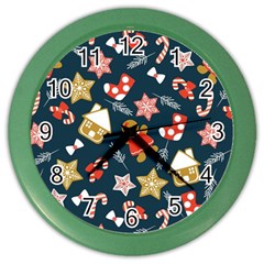 New Year Christmas Winter Pattern Color Wall Clock by Grandong