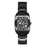 New Year Christmas Winter Pattern Stainless Steel Barrel Watch Front