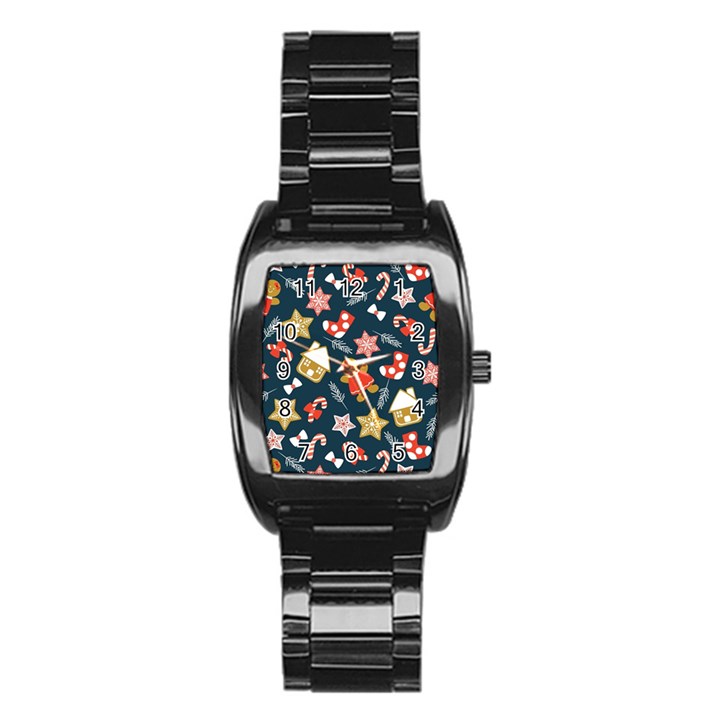 New Year Christmas Winter Pattern Stainless Steel Barrel Watch