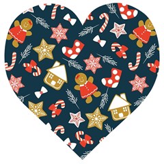 New Year Christmas Winter Pattern Wooden Puzzle Heart by Grandong