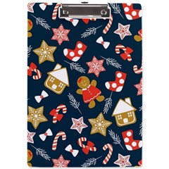 New Year Christmas Winter Pattern A4 Acrylic Clipboard by Grandong