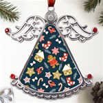 New Year Christmas Winter Pattern Metal Angel with Crystal Ornament Front