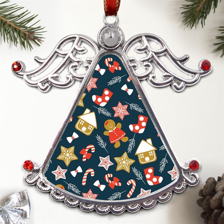 New Year Christmas Winter Pattern Metal Angel with Crystal Ornament