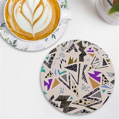 90s Geometric Christmas Pattern Uv Print Round Tile Coaster by Grandong