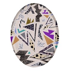 90s Geometric Christmas Pattern Oval Glass Fridge Magnet (4 Pack) by Grandong