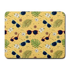 Seamless Pattern Of Sunglasses Tropical Leaves And Flower Small Mousepad by Grandong