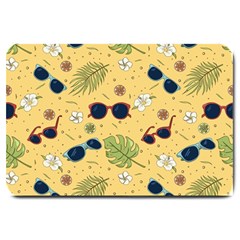 Seamless Pattern Of Sunglasses Tropical Leaves And Flower Large Doormat by Grandong