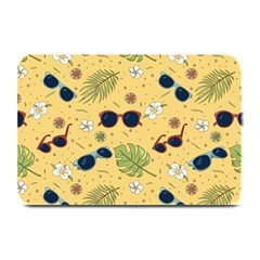 Seamless Pattern Of Sunglasses Tropical Leaves And Flower Plate Mats by Grandong