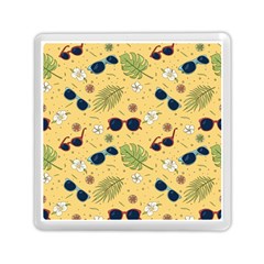 Seamless Pattern Of Sunglasses Tropical Leaves And Flower Memory Card Reader (square) by Grandong