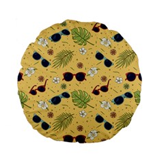 Seamless Pattern Of Sunglasses Tropical Leaves And Flower Standard 15  Premium Flano Round Cushions by Grandong