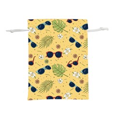 Seamless Pattern Of Sunglasses Tropical Leaves And Flower Lightweight Drawstring Pouch (l) by Grandong