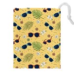 Seamless Pattern Of Sunglasses Tropical Leaves And Flower Drawstring Pouch (5XL) Front