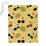 Seamless Pattern Of Sunglasses Tropical Leaves And Flower Drawstring Pouch (5XL) Back