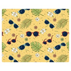 Seamless Pattern Of Sunglasses Tropical Leaves And Flower Premium Plush Fleece Blanket (medium) by Grandong