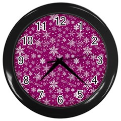 Purple Christmas Pattern Wall Clock (black)