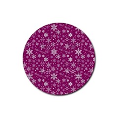 Purple Christmas Pattern Rubber Round Coaster (4 pack)