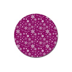 Purple Christmas Pattern Magnet 3  (Round)