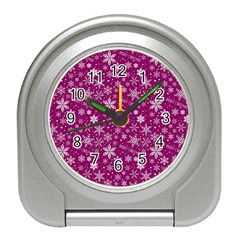 Purple Christmas Pattern Travel Alarm Clock