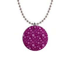 Purple Christmas Pattern 1  Button Necklace by Grandong