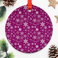 Purple Christmas Pattern Round Ornament (two Sides)