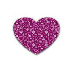 Purple Christmas Pattern Rubber Coaster (heart)