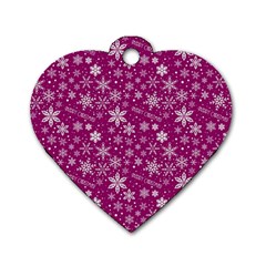 Purple Christmas Pattern Dog Tag Heart (two Sides)