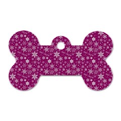 Purple Christmas Pattern Dog Tag Bone (one Side)