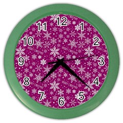 Purple Christmas Pattern Color Wall Clock