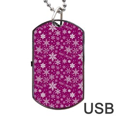 Purple Christmas Pattern Dog Tag USB Flash (One Side)