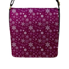 Purple Christmas Pattern Flap Closure Messenger Bag (l)