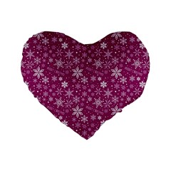 Purple Christmas Pattern Standard 16  Premium Flano Heart Shape Cushions