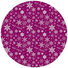 Purple Christmas Pattern Wooden Puzzle Round