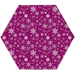 Purple Christmas Pattern Wooden Puzzle Hexagon