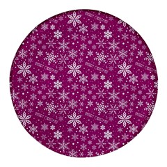 Purple Christmas Pattern Round Glass Fridge Magnet (4 Pack) by Grandong