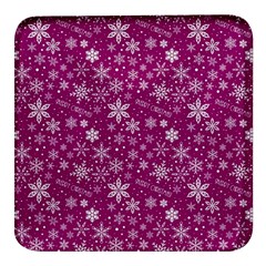 Purple Christmas Pattern Square Glass Fridge Magnet (4 Pack) by Grandong