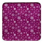 Purple Christmas Pattern Square Glass Fridge Magnet (4 pack) Front