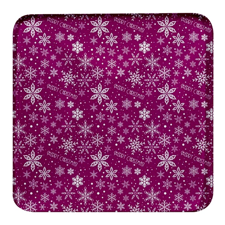 Purple Christmas Pattern Square Glass Fridge Magnet (4 pack)